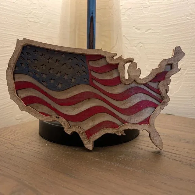 Farmhouse Wood Decor, Wood USA Map, Laser Cut Arts