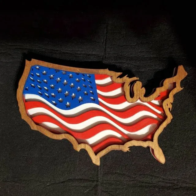 Farmhouse Wood Decor, Wood USA Map, Laser Cut Arts